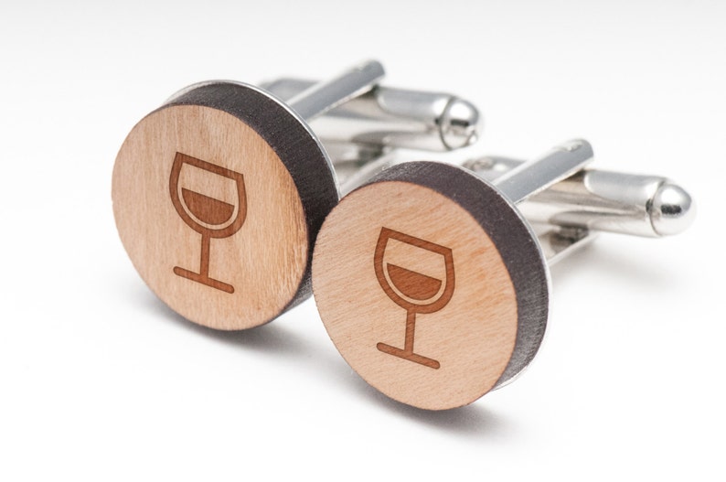 and Personalized Wine Glass Wood Cufflinks Gift For Him Wedding Gifts Groomsman Gifts