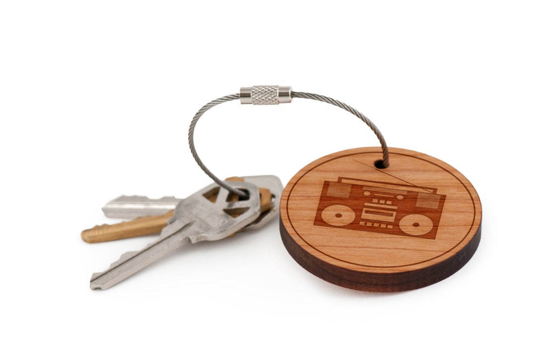 Boombox Keychain, Wood Keychain, Custom Keychain, Gift for Him or Her