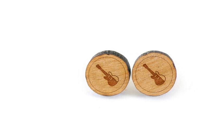 Groomsman Gifts and Personalized Wooden Earring Gift For Him or Her Wedding Gifts Bridesmaid Gifts Electric Guitar Stud Earring