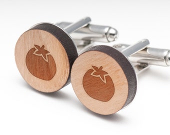 Tomato Wood Cufflinks Gift For Him, Wedding Gifts, Groomsman Gifts, and Personalized