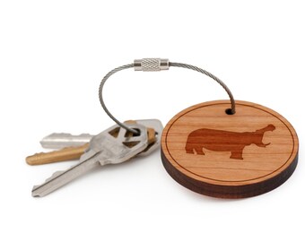 Hippo Keychain, Wood Keychain, Custom Keychain, Gift For Him or Her, Wedding Gifts, Groomsman Gifts, and Personalized