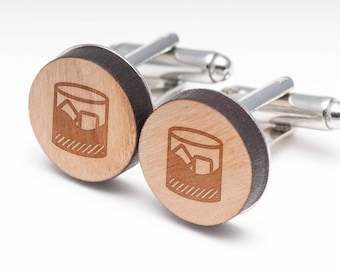 Whiskey Wood Cufflinks Gift For Him, Wedding Gifts, Groomsman Gifts, and Personalized