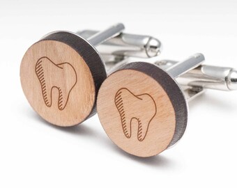 Tooth Wood Cufflinks Gift For Him, Wedding Gifts, Groomsman Gifts, and Personalized