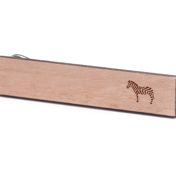 Zebra Tie Clip, Wood, Gift For Him, Wedding Gifts, Groomsman Gifts, and Personalized