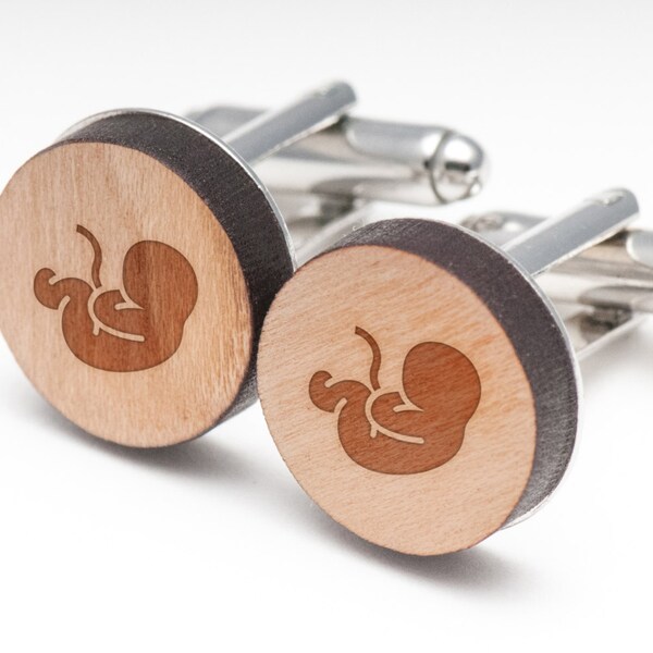 Embryo Wood Cufflinks Gift For Him, Wedding Gifts, Groomsman Gifts, and Personalized