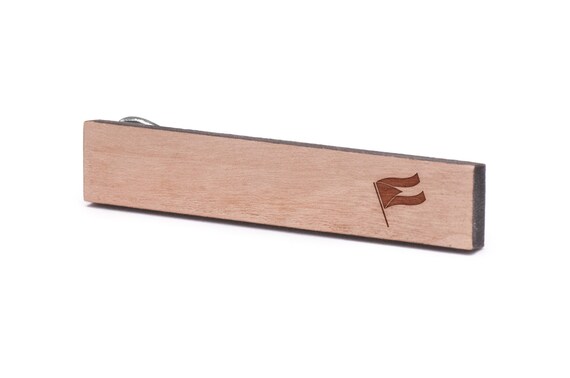Wooden Accessories Company Wooden Tie Clips with Laser Engraved Old Bottle Design Cherry Wood Tie Bar Engraved in The USA