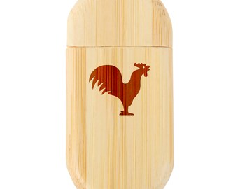 Rooster 8Gb Bamboo Usb Flash Drive With Rounded Corners - Wood Flash Drive With Laser Engraving - 8Gb Usb Gift For All Occasions