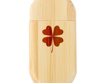 Shamrock 8Gb Bamboo Usb Flash Drive With Rounded Corners - Wood Flash Drive With Laser Engraving - 8Gb Usb Gift For All Occasions