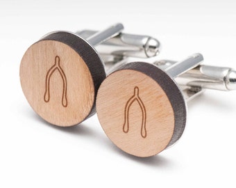 Wishbone Wood Cufflinks Gift For Him, Wedding Gifts, Groomsman Gifts, and Personalized