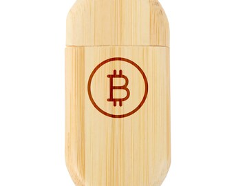 Bitcoin 8Gb Bamboo Usb Flash Drive With Rounded Corners - Wood Flash Drive With Laser Engraving - 8Gb Usb Gift For All Occasions