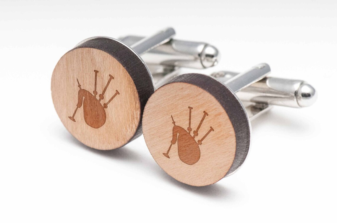 Bagpipes Wood Cufflinks Gift for Him Wedding Gifts Groomsman Etsy