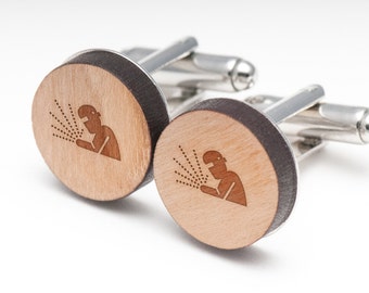 Welder Wood Cufflinks Gift For Him, Wedding Gifts, Groomsman Gifts, and Personalized