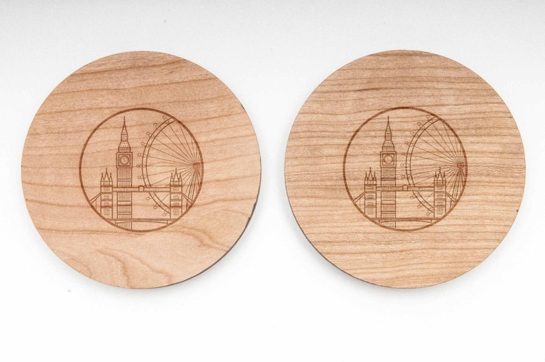 Groomsman Gifts and Personalized Wedding Gifts London Skyline Wood Cufflinks Gift For Him