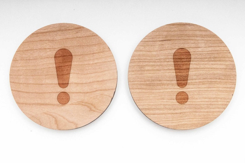 Exclamation Point Wooden Coasters Set of 4, Gifts For Him, Wedding Gifts, Groomsman Gifts, and Personalized image 3