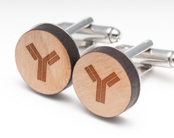 Antibody Wood Cufflinks Gift For Him, Wedding Gifts, Groomsman Gifts, and Personalized