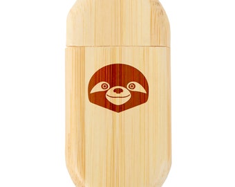 Sloth Face 8Gb Bamboo Usb Flash Drive With Rounded Corners - Wood Flash Drive With Laser Engraving - 8Gb Usb Gift For All Occasions