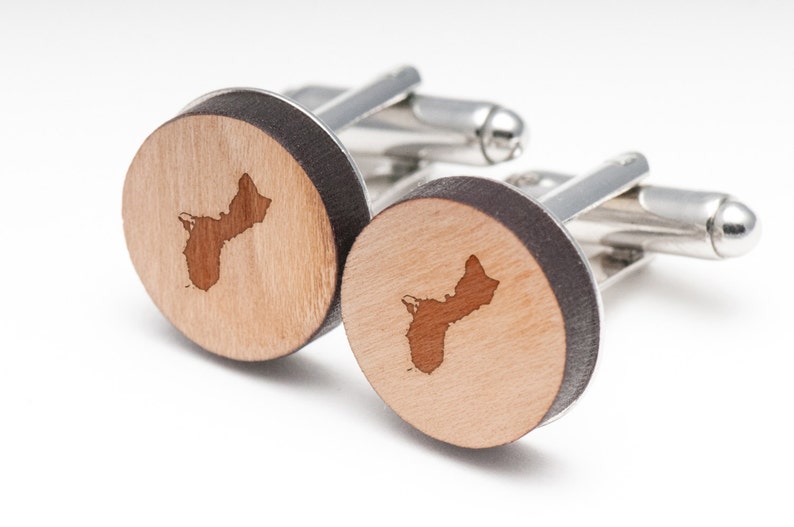 Wedding Gifts and Personalized Guam Wood Cufflinks Gift For Him Groomsman Gifts