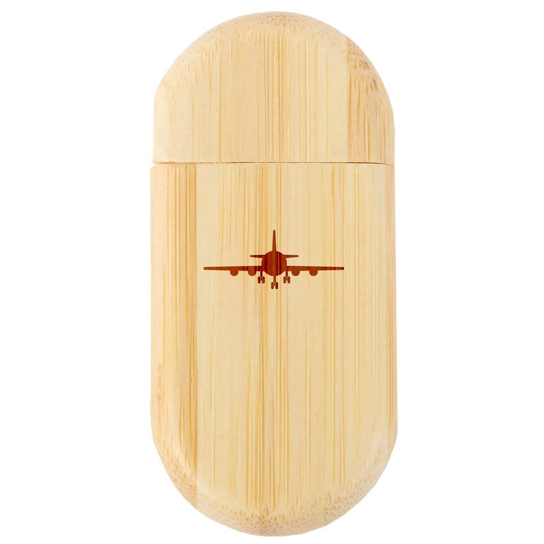 Front Airplane 8Gb Bamboo Usb Flash Drive With Rounded Corners 8Gb Usb Gift For All Occasions Wood Flash Drive With Laser Engraving