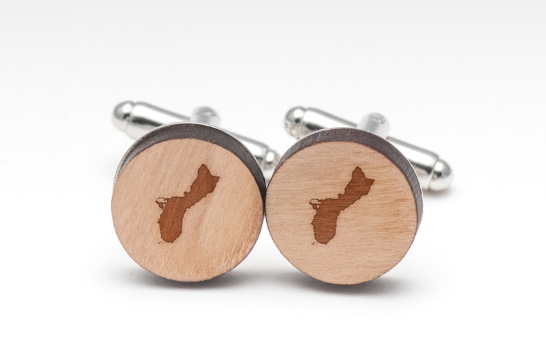 Wedding Gifts and Personalized Guam Wood Cufflinks Gift For Him Groomsman Gifts