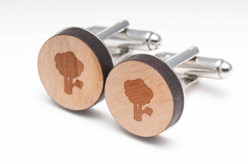 Broccoli Wood Cufflinks Gift For Him and Personalized Wedding Gifts Groomsman Gifts