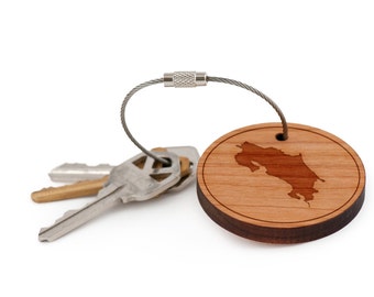 Costa Rica Keychain, Wood Keychain, Custom Keychain, Gift For Him or Her, Wedding Gifts, Groomsman Gifts, and Personalized