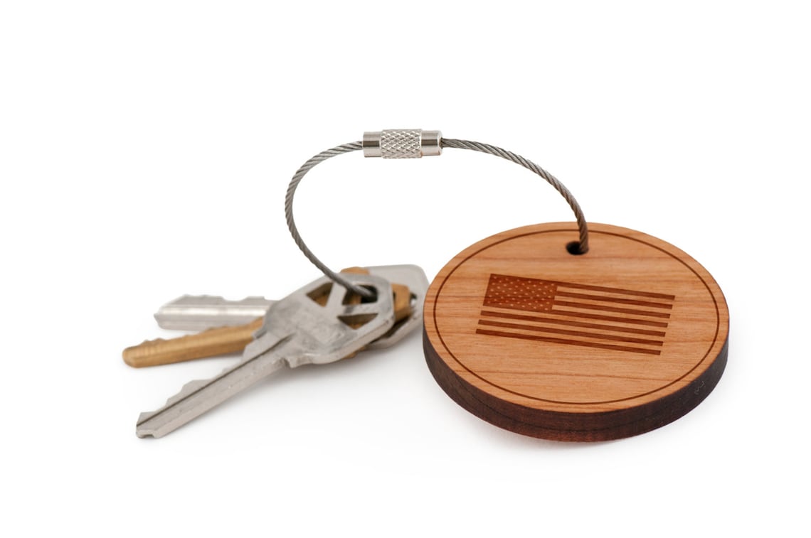 Usa Flag Keychain Wood Keychain Custom Keychain Gift for Etsy