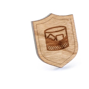 Whiskey Lapel Pin, Wooden Pin, Wooden Lapel, Gift For Him or Her, Wedding Gifts, Groomsman Gifts, and Personalized