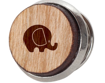 Elephant Stylish Cherry Wood Tie Tack- 12Mm Simple Tie Clip With Laser Engraved Design - Engraved Tie Tack Gift