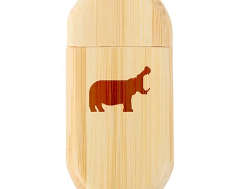 Hippo 8Gb Bamboo Usb Flash Drive With Rounded Corners - Wood Flash Drive With Laser Engraving - 8Gb Usb Gift For All Occasions