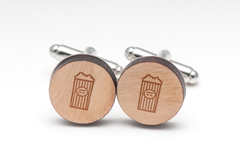 Groomsman Gifts Popcorn Wood Cufflinks Gift For Him Wedding Gifts and Personalized