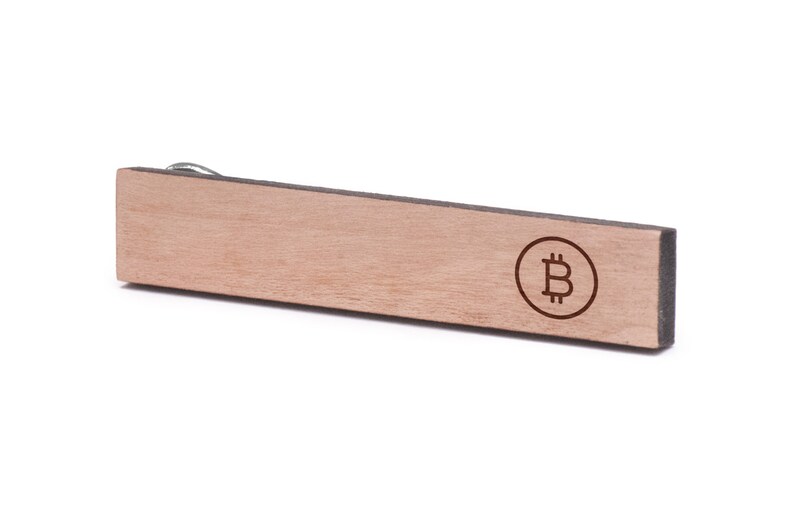 Bitcoin Tie Clip Wood Gift For Him Wedding Gifts Groomsman image 1