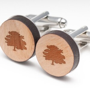 Oak Tree Wood Cufflinks Gift For Him, Wedding Gifts, Groomsman Gifts, and Personalized