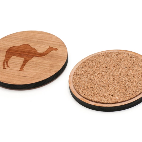 Camel Wooden Coasters Set of 4, Gifts For Him, Wedding Gifts, Groomsman Gifts, and Personalized