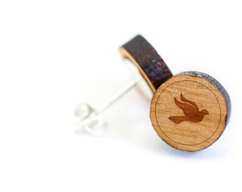 Dove Stud Earring, Wooden Earring, Gift For Him or Her, Wedding Gifts, Groomsman Gifts, Bridesmaid Gifts, and Personalized
