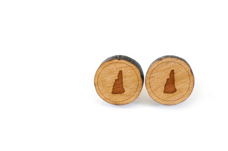 Gift For Him or Her Wooden Earring New Hampshire Stud Earring Groomsman Gifts Bridesmaid Gifts Wedding Gifts and Personalized