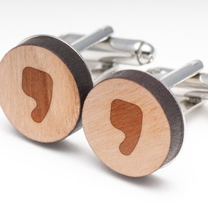 Comma Wood Cufflinks Gift For Him, Wedding Gifts, Groomsman Gifts, and Personalized image 1