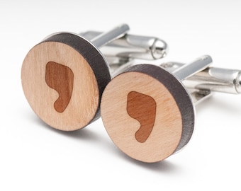 Comma Wood Cufflinks Gift For Him, Wedding Gifts, Groomsman Gifts, and Personalized