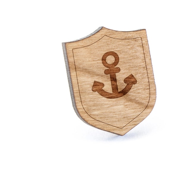 Nautical Anchor Lapel Pin, Wooden Pin, Wooden Lapel, Gift For Him or Her, Wedding Gifts, Groomsman Gifts, and Personalized