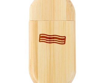 Bacon 8Gb Bamboo Usb Flash Drive With Rounded Corners - Wood Flash Drive With Laser Engraving - 8Gb Usb Gift For All Occasions