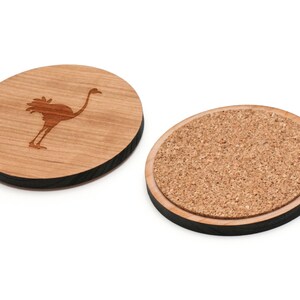 Ostrich Wooden Coasters Set of 4, Gifts For Him, Wedding Gifts, Groomsman Gifts, and Personalized