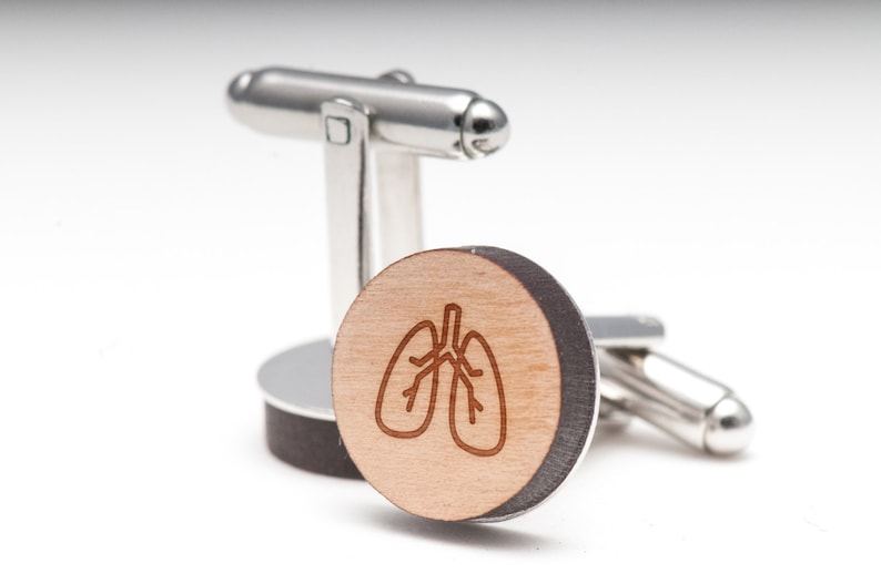 and Personalized Anatomical Lungs Wood Cufflinks Gift For Him Groomsman Gifts Wedding Gifts