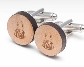 Referee Wood Cufflinks Gift For Him, Wedding Gifts, Groomsman Gifts, and Personalized