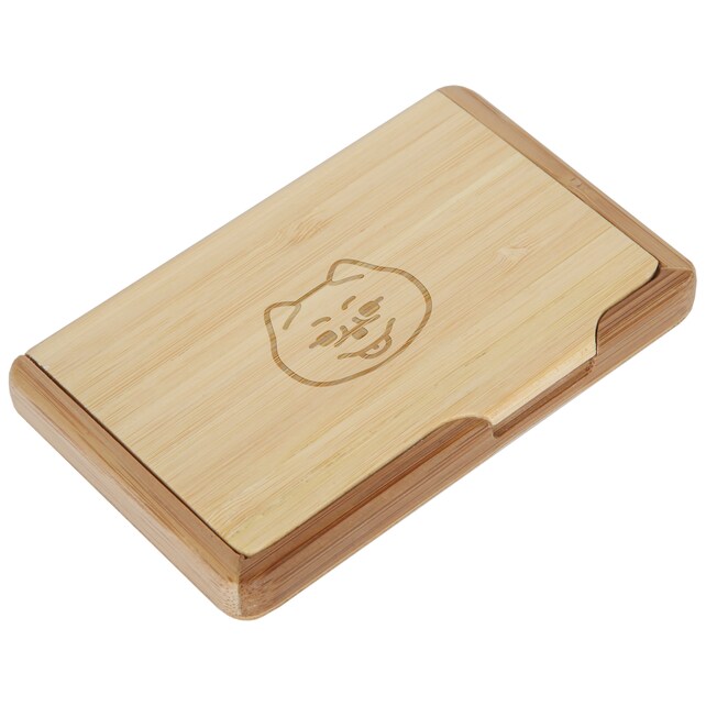 Pomeranian Bamboo Business Card Holder With Laser Engraved Design
