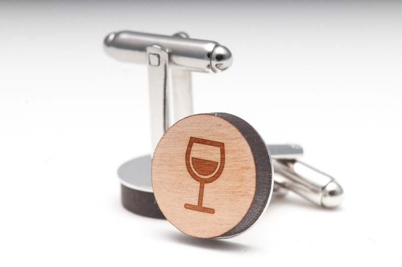 and Personalized Wine Glass Wood Cufflinks Gift For Him Wedding Gifts Groomsman Gifts