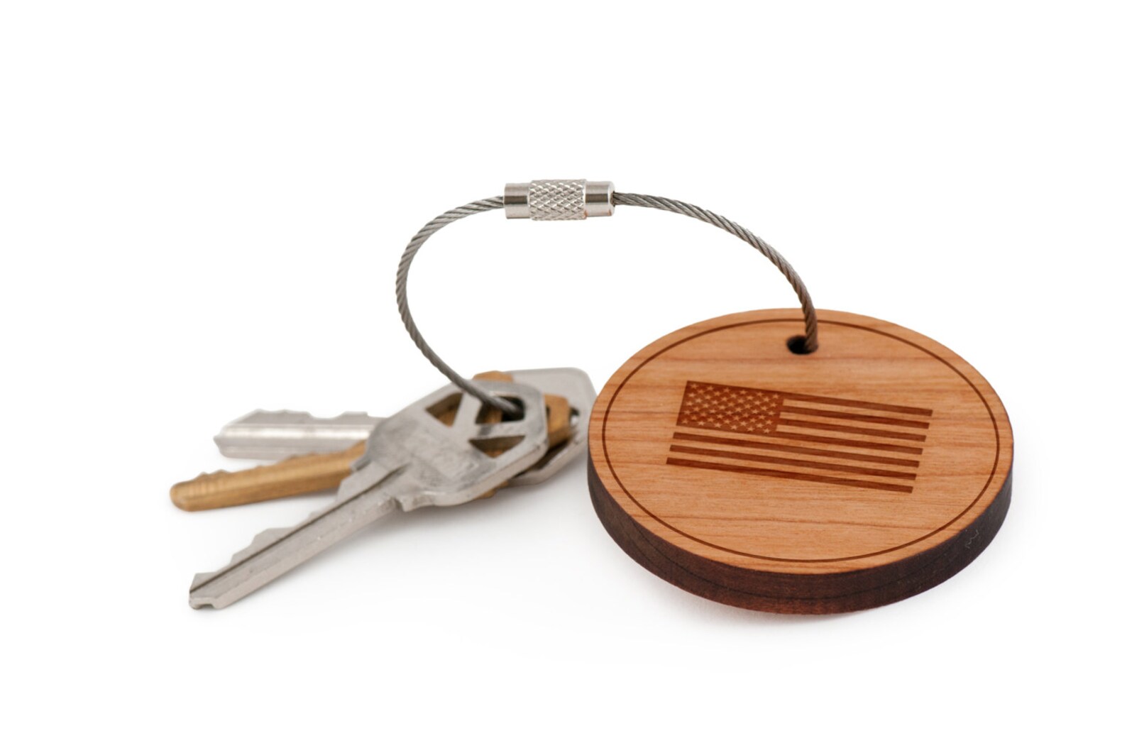 American Flag Keychain, Wood Keychain, Custom Keychain, Gift for Him or ...