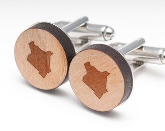 Kenya Wood Cufflinks Gift For Him, Wedding Gifts, Groomsman Gifts, and Personalized