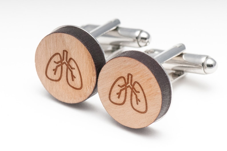 and Personalized Anatomical Lungs Wood Cufflinks Gift For Him Groomsman Gifts Wedding Gifts