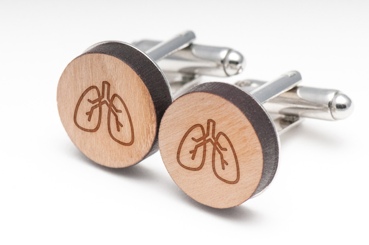 Anatomical Lungs Wood Cufflinks Gift For Him Wedding Gifts Etsy