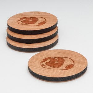 Guinea Pig Wooden Coasters Set of 4, Gifts For Him, Wedding Gifts, Groomsman Gifts, and Personalized image 2