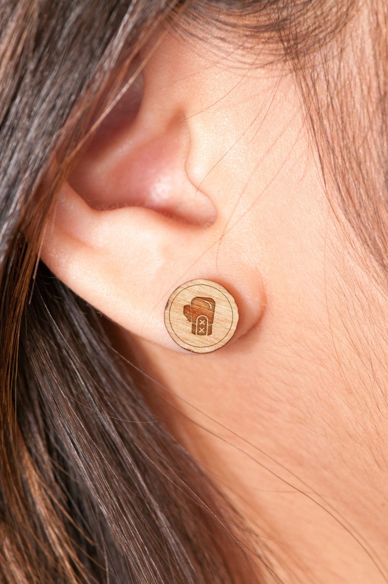 Boxing Glove Stud Earring Wooden Earring Gift for Him or Etsy